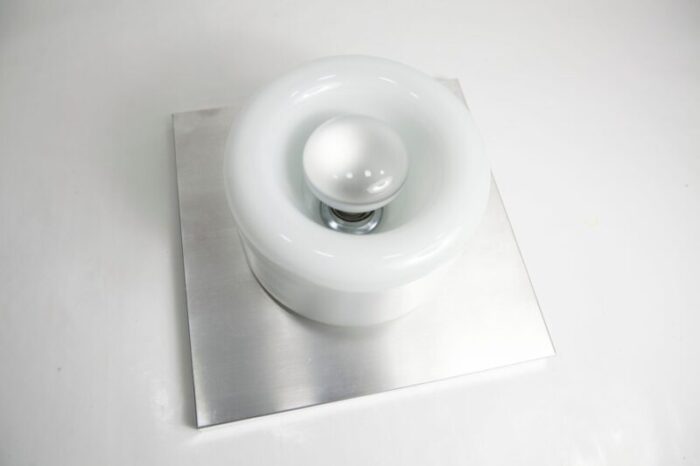 space age ceiling light in aluminum and opaline glass chrome from doria leuchten germany 1960s 1