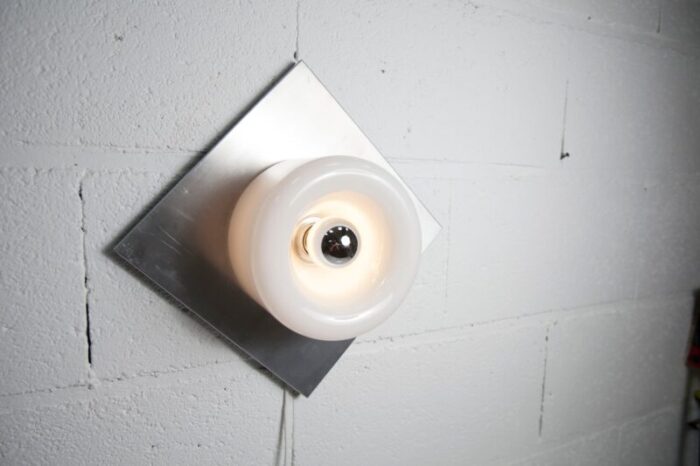 space age ceiling light in aluminum and opaline glass chrome from doria leuchten germany 1960s 15