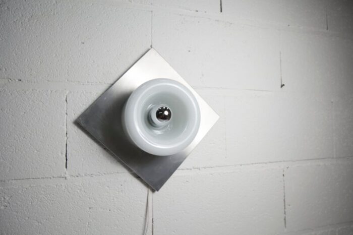 space age ceiling light in aluminum and opaline glass chrome from doria leuchten germany 1960s 16