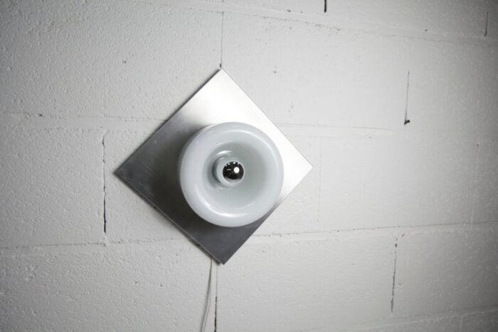 space age ceiling light in aluminum and opaline glass chrome from doria leuchten germany 1960s 17