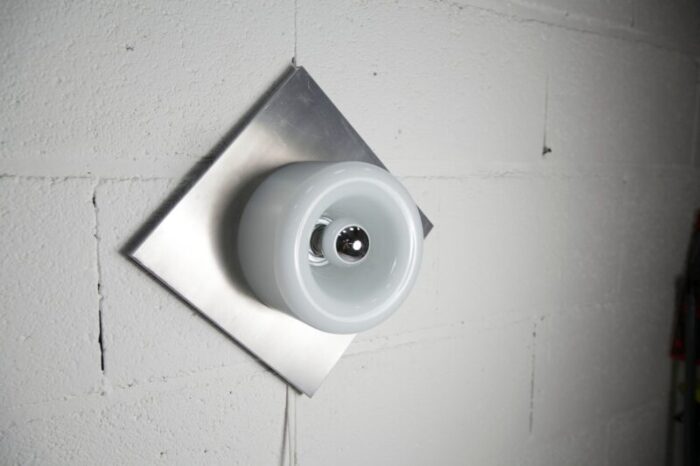 space age ceiling light in aluminum and opaline glass chrome from doria leuchten germany 1960s 18