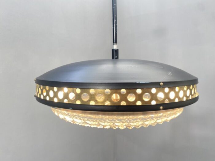 space age metal and brass pendant lamp by ludib bratislava 1970s 10