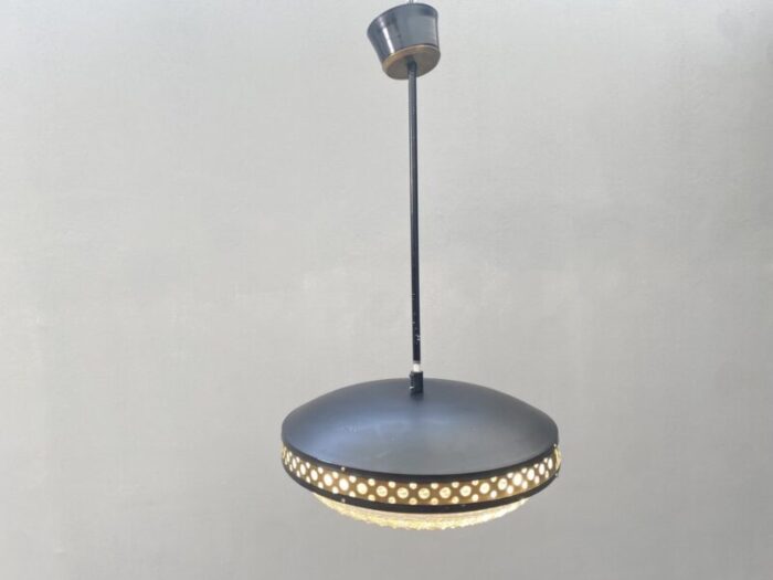 space age metal and brass pendant lamp by ludib bratislava 1970s 9