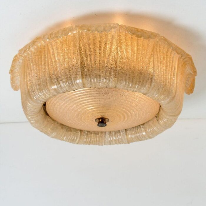 speckled clear gold glass flush mount in murano glass by barovier toso 1969 10