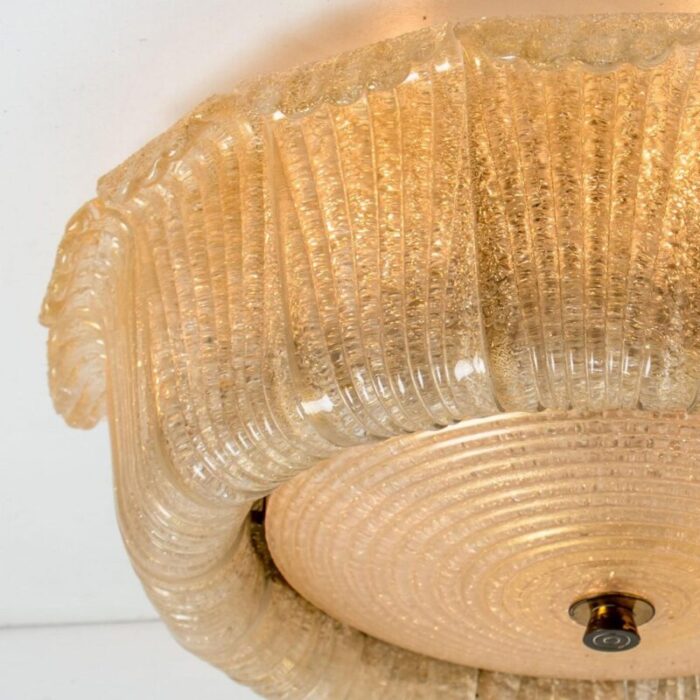 speckled clear gold glass flush mount in murano glass by barovier toso 1969 8