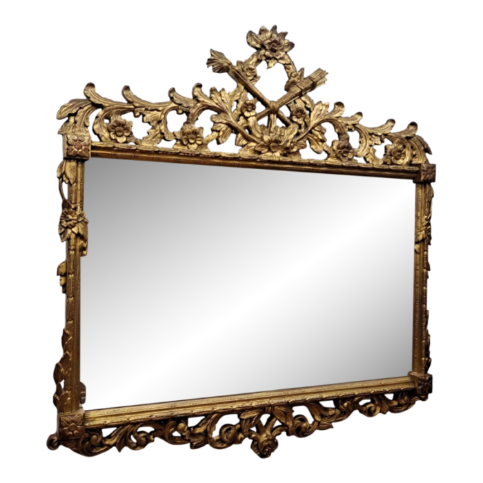 spectacular barque style floral carved victorian mirror 0650