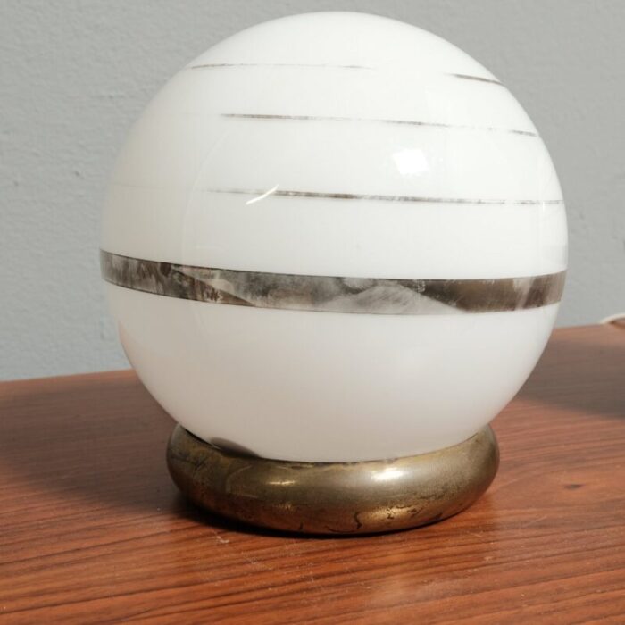 spherical glass table lamps with art deco gold striped decorations set of 2 10