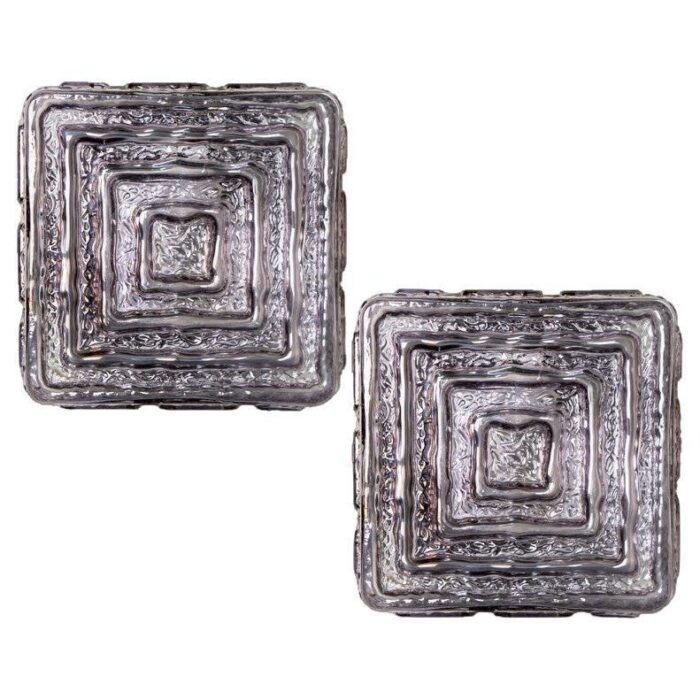 square grey smoked glass wall lights 1970s set of 2 1