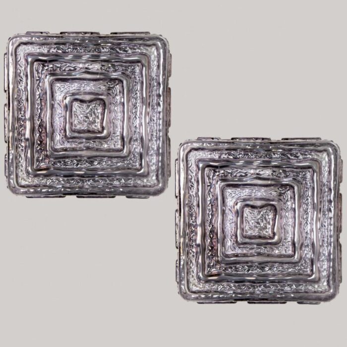 square grey smoked glass wall lights 1970s set of 2 9