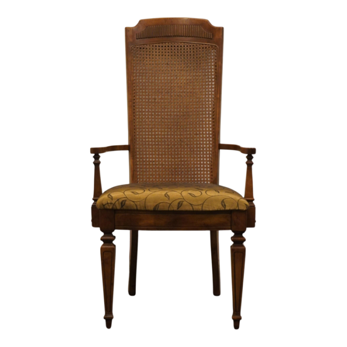 stanley furniture italian provincial cane back fruitwood dining arm chair 4311 70 3869