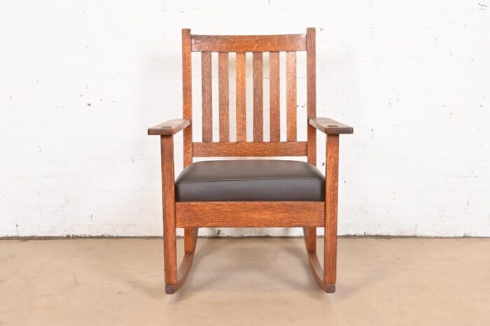 stickley brothers antique mission oak arts and crafts rocking chair circa 1900 0837