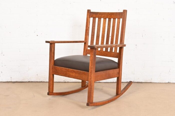 stickley brothers antique mission oak arts and crafts rocking chair circa 1900 3190