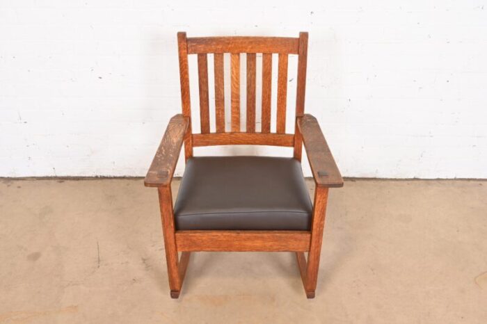 stickley brothers antique mission oak arts and crafts rocking chair circa 1900 7702