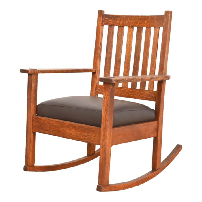 stickley brothers antique mission oak arts and crafts rocking chair circa 1900 8310