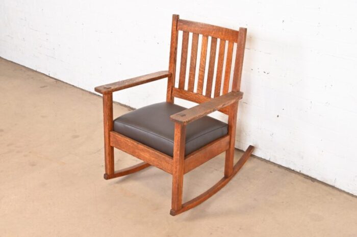 stickley brothers antique mission oak arts and crafts rocking chair circa 1900 8663