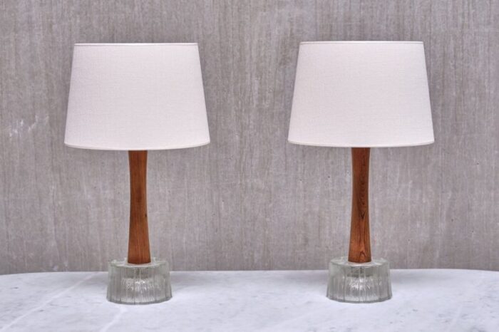 stilarmatur tranas table lamps in rosewood and glass from tranas stilarmatur sweden 1960s set of 2 1