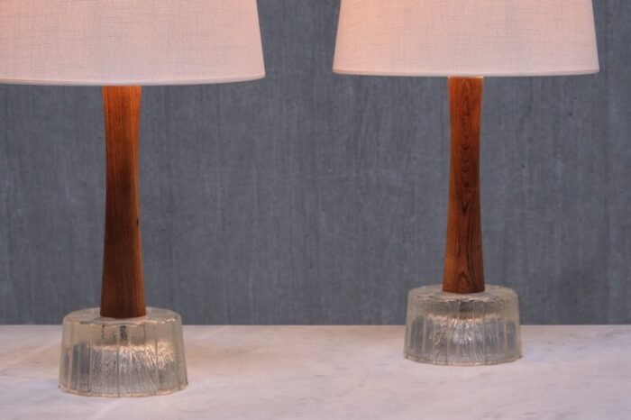 stilarmatur tranas table lamps in rosewood and glass from tranas stilarmatur sweden 1960s set of 2 15