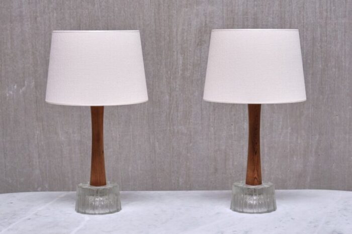 stilarmatur tranas table lamps in rosewood and glass from tranas stilarmatur sweden 1960s set of 2 2