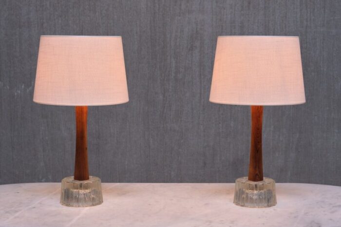 stilarmatur tranas table lamps in rosewood and glass from tranas stilarmatur sweden 1960s set of 2 9