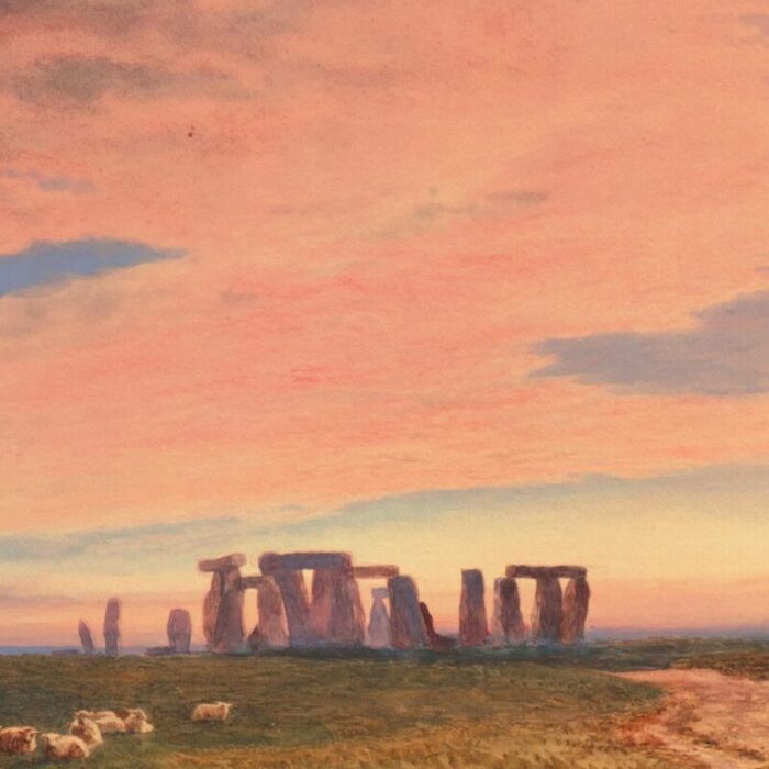 stonehenge at sunset by robert gallon royal academy royal society of british artists benezit wiltshire druid celtic 2566