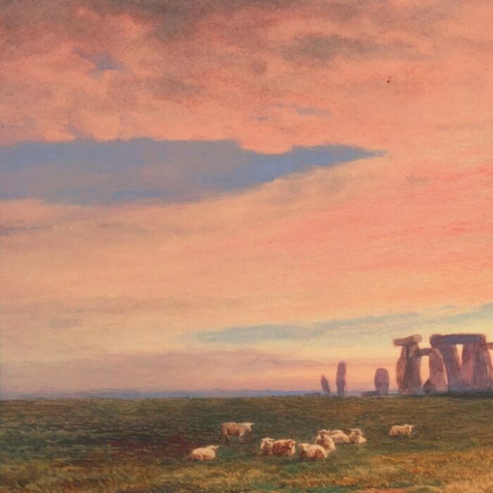 stonehenge at sunset by robert gallon royal academy royal society of british artists benezit wiltshire druid celtic 4030