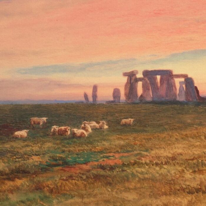 stonehenge at sunset by robert gallon royal academy royal society of british artists benezit wiltshire druid celtic 7494