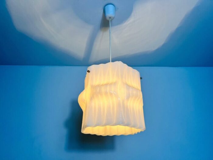 structured white pendant lamp germany 1970s 12