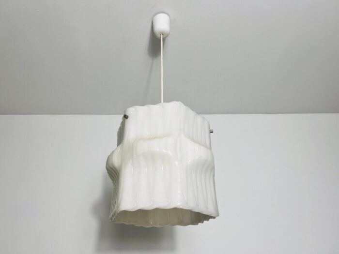 structured white pendant lamp germany 1970s 3