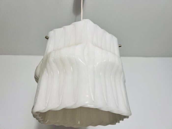 structured white pendant lamp germany 1970s 5