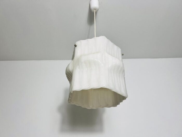 structured white pendant lamp germany 1970s 6