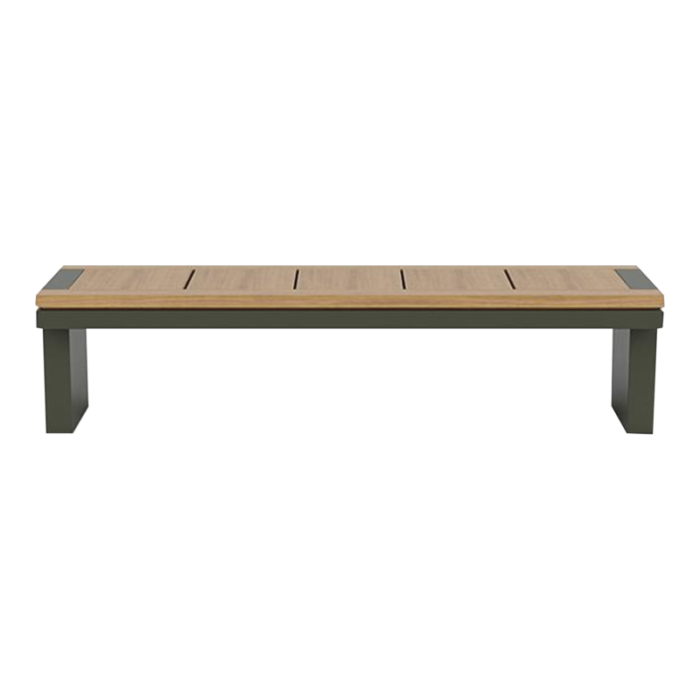 sutherland teak and aluminum peninsula bench 2636