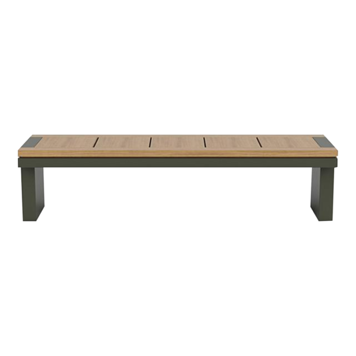 sutherland teak and aluminum peninsula bench 2867