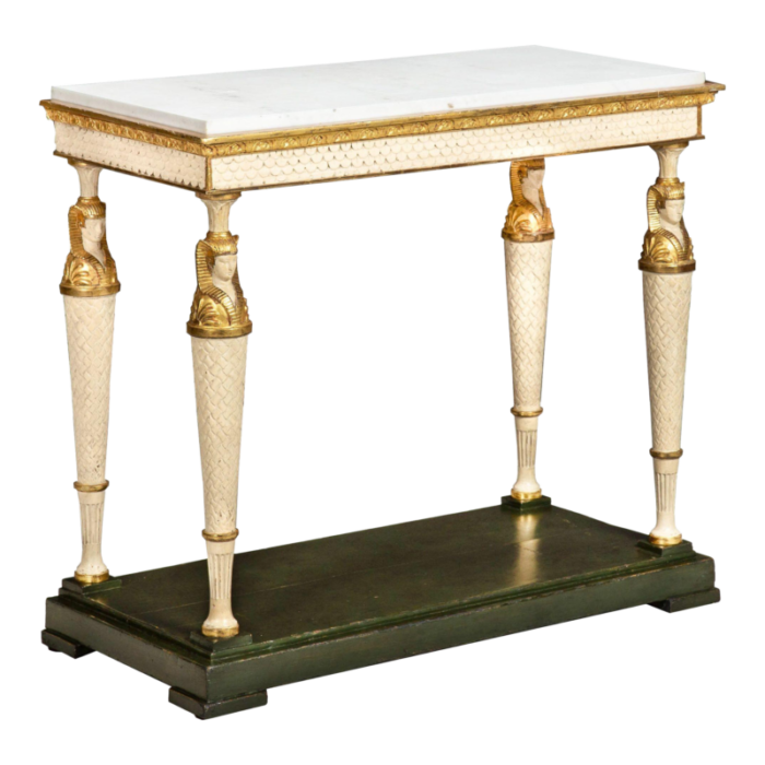 swedish gustavian marble top egyptian pharaoh mask pier table circa 1820 5687