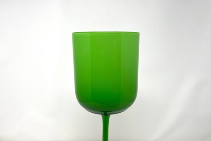 tall vintage italian green glass goblet styled after carlo moretti murano art glass 2833