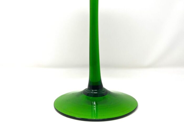 tall vintage italian green glass goblet styled after carlo moretti murano art glass 3453