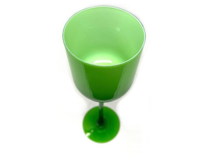 tall vintage italian green glass goblet styled after carlo moretti murano art glass 8708