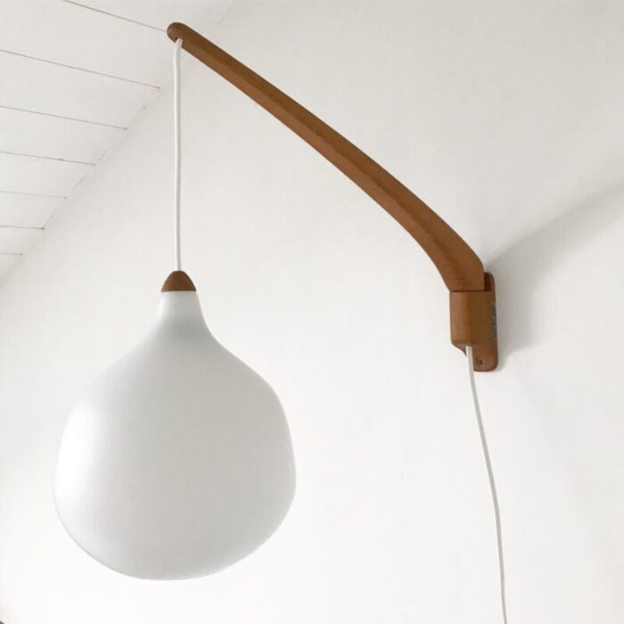 teak and opaline glass sconce by uno oesten kristiansson for luxus 1950s 10