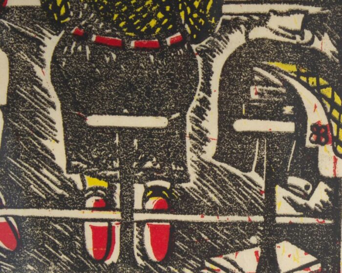 teen agers abstract linocut by ida louise krueck 6633