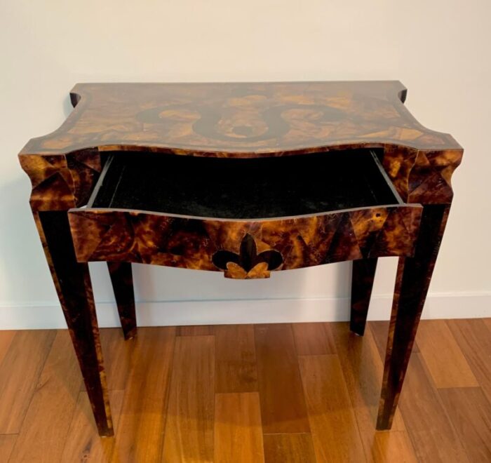 tessellated shell console table wdrawer by marquis collection of beverly hills 9234