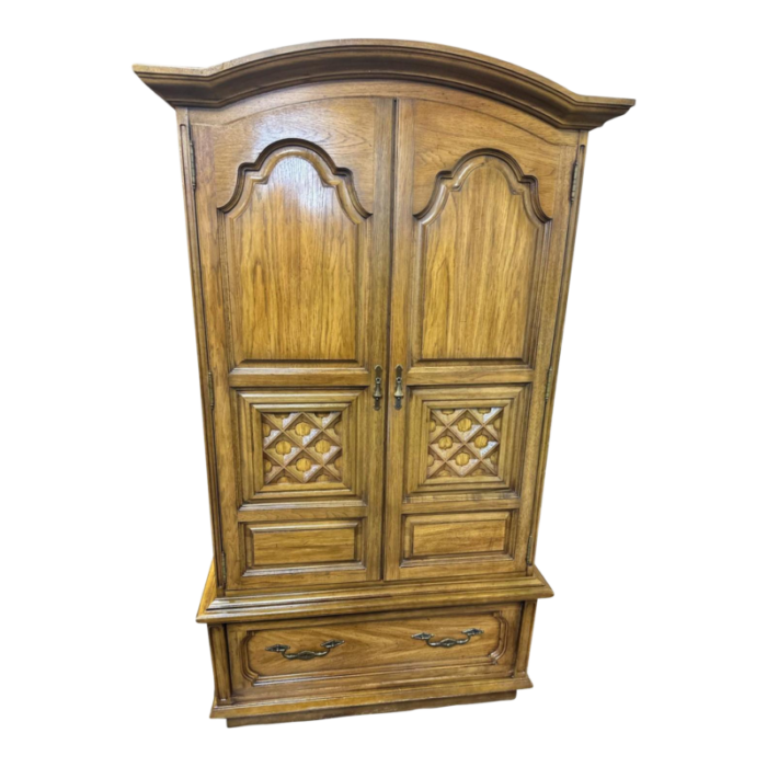 thomasville spanish revival pecan wood armoire made in 1964 8578