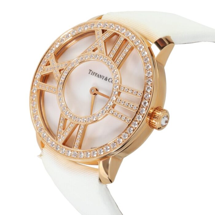 tiffany and co atlas cocktail z19011030e20a40b womens watch in 18kt rose gold 6030