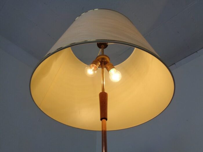 tripod teak copper floor lamp from fog morup 1960s 14