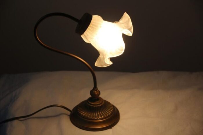 tulip glass lampshade accent table lamp france 1970s 3434