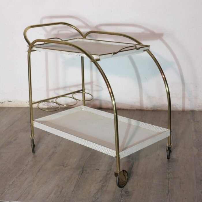 two tiered metal service trolley 1950s 1