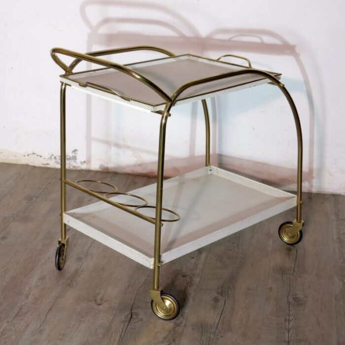 two tiered metal service trolley 1950s 2