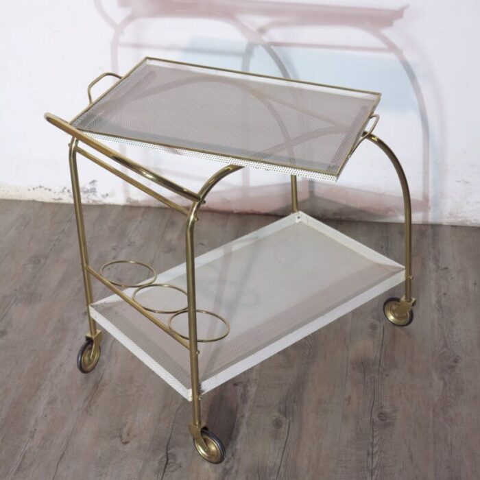 two tiered metal service trolley 1950s 3