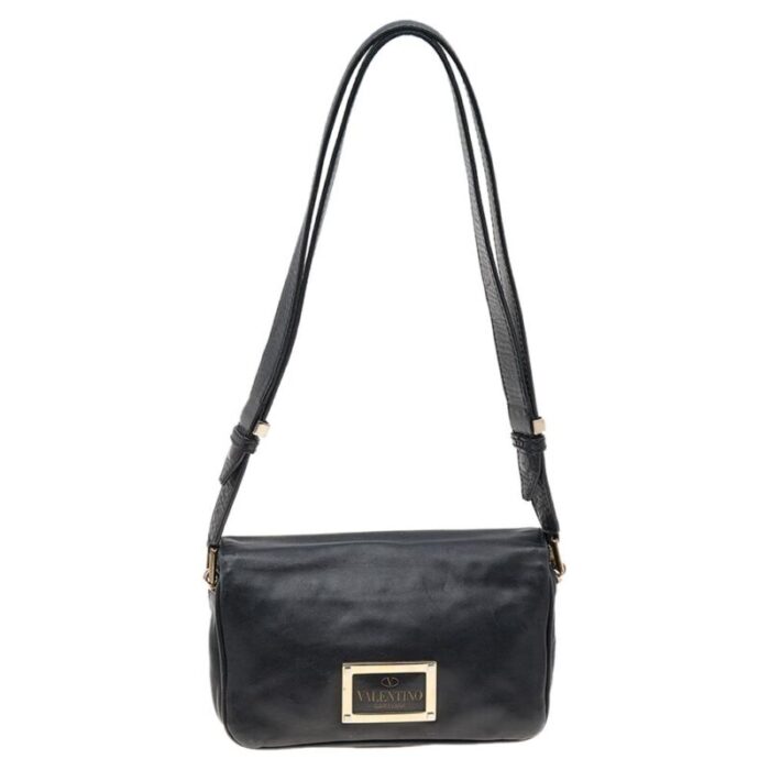 valentino black leather flap shoulder bag 2058