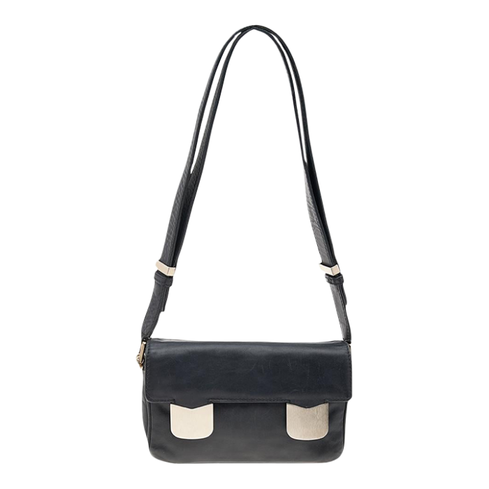 valentino black leather flap shoulder bag 7770