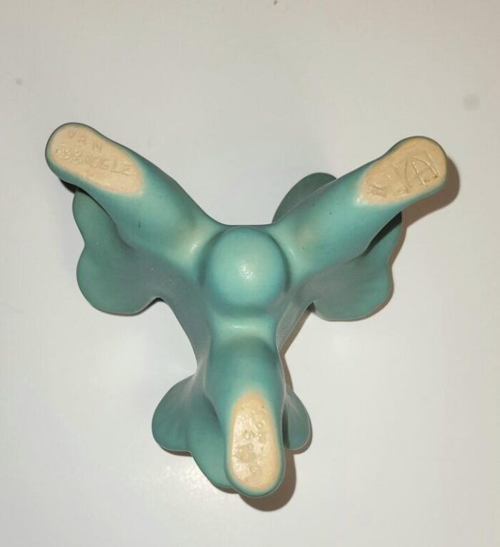 van briggle candle holder ming blue 3 footed triple cornucopias 6076