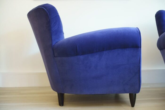 velvet blue armchairs by guglielmo ulrich 1950s set of 2 5